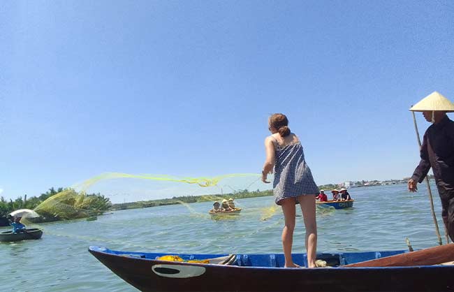 Traditional fishing activity on the Thu Bon River